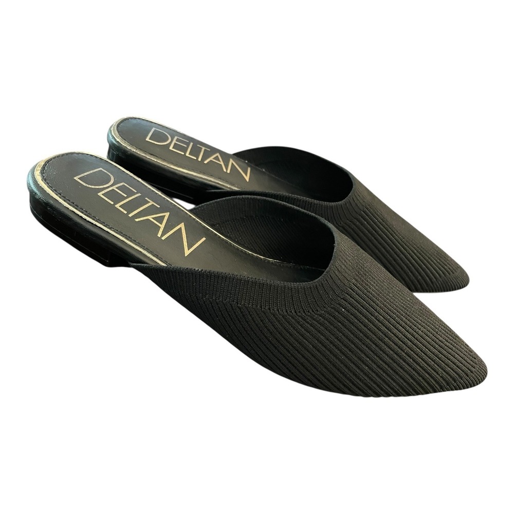 DELTAN Knit Mules Pointed Toe Slip On Flats Comfortable Shoes Size 8 Leather Sol - Picture 3 of 5